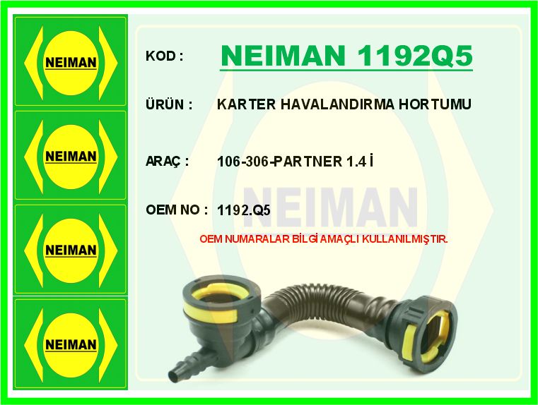 WIN-0500253 Motor Bloğu Hava Tahliye Hortumu (Peugeot  Partner (Tu3jp Motor ) 1.4i 1996-2015