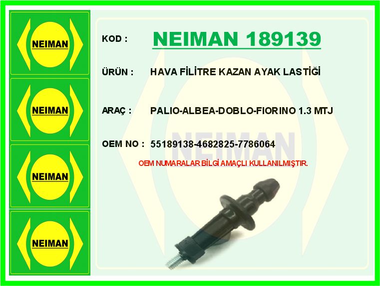 NEIMAN 189139 Hava Filtre Bağlanti Braketi Palio-Albea-Doblo-Fiorino 1.3 Mtj