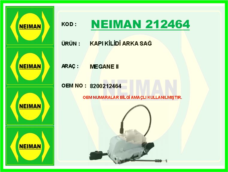 RN-KLT-024 Kapi Kilidi Arka Sağ 4 Pin Renault Megane Ii