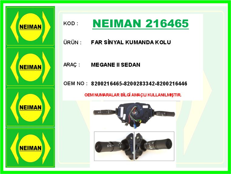 MOTORTEC RNT0930 Far Sinyal Kumanda Kolu Renault Megane Ii Sedan