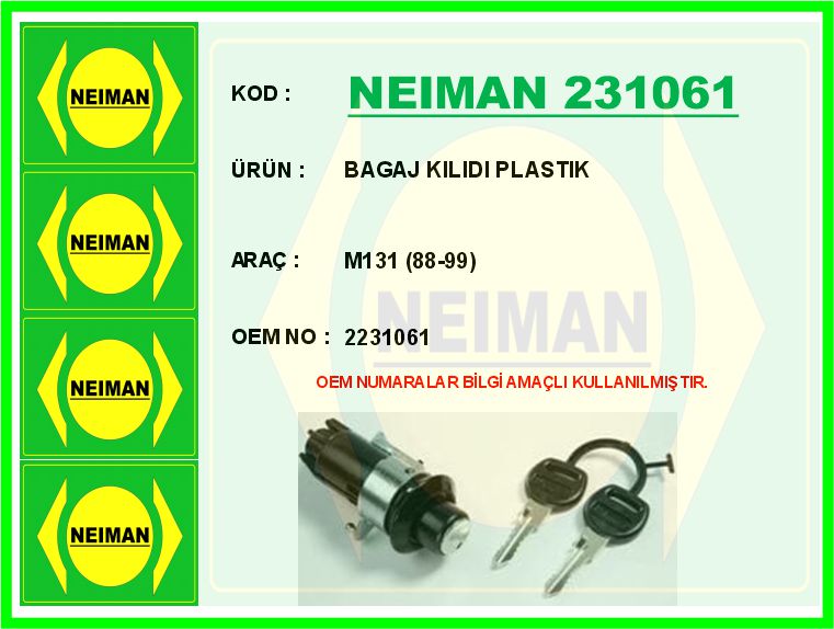 NEIMAN 231061 Bagaj Kilidi Plastik M131 88-99