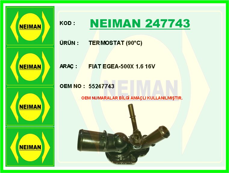 NEIMAN 247743 Termostat 90 C Fiat Egea-500x 1.6 16v