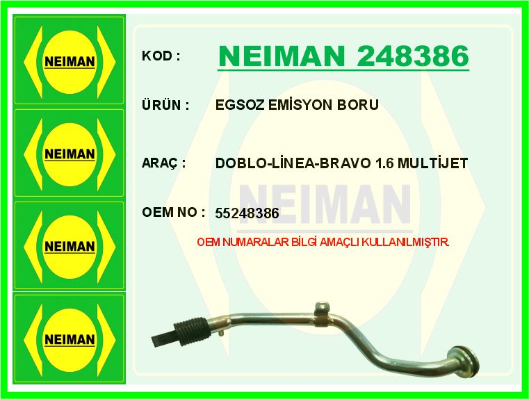 NEIMAN 248386 Egsoz Emisyon Boru Doblo-Linea-Bravo 1.6 Multijet