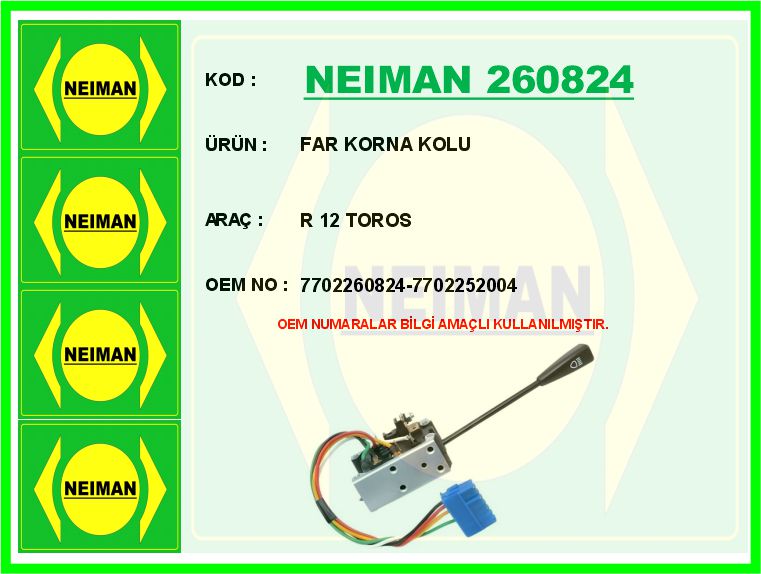 Far Korna Kolu Renault 12 Tl-Tn-Tx-Gts 1.4 71-89 5 Pin