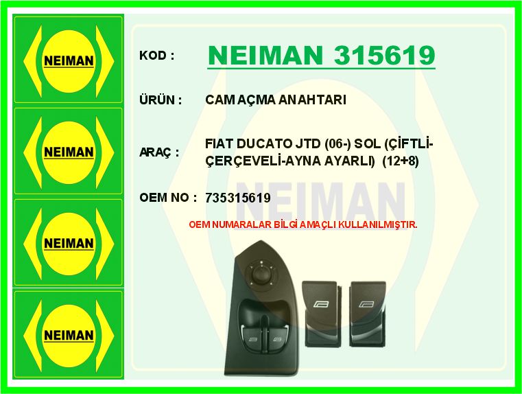 ZSW1100 Cam Acma Anahtar Grup Ayna Ayarli Ciftli Cerceveli Turuncu Isik 24 Pin Ducato - Boxer Ii - Jumper Ii 2002-2006