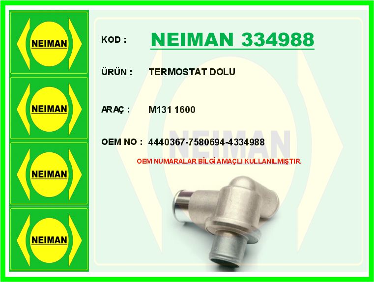 NEIMAN 334988 Termostat Dolu M131 1600