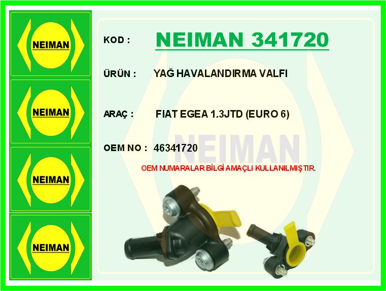 NEIMAN 341720 Yağ Havalandirma Valfi Fiat Egea 1.3jtd Euro 6