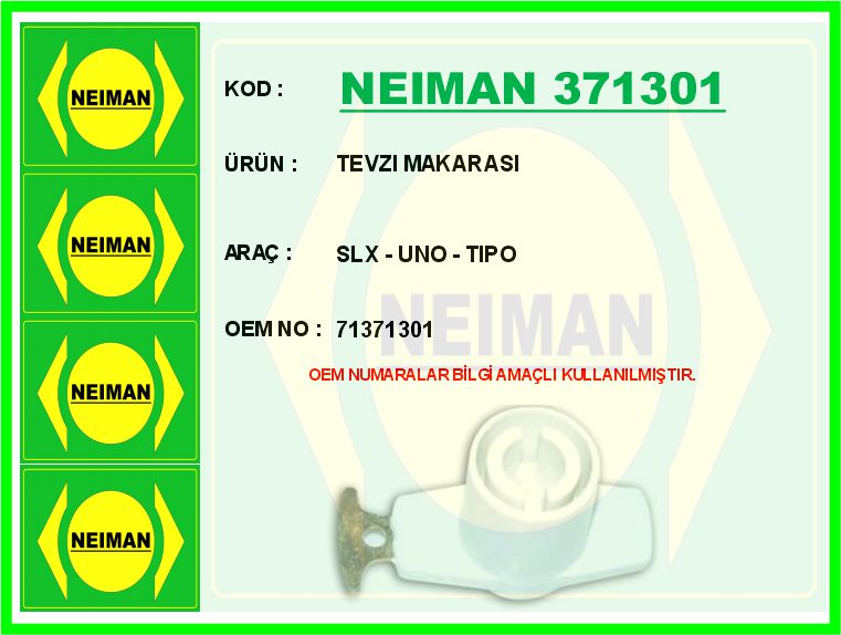 NEIMAN 371301 Tevzi Makarasi Slx - Uno - Tipo