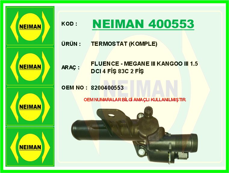 VRN TH6703.83J Termostat 83 °C Fluence/Megan Iii/Clio Iii/Dokker/Lodgy/Qashqai/Micra/Note