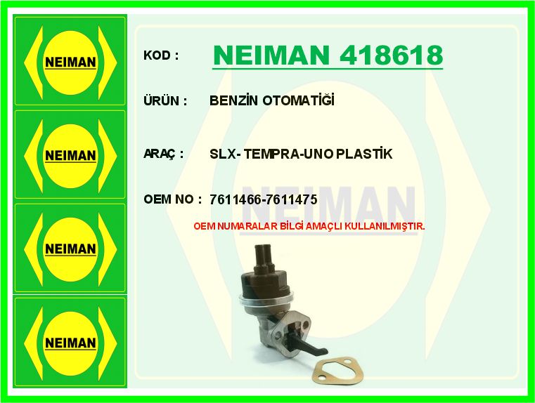 NEIMAN 418618 Benzin Otomatiği Slx- Tempra-Uno Plastik