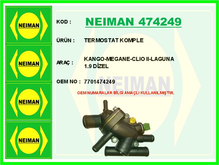 KLR-572620 Termostat 89 C 692389 ( Renault   Kangoo 1.9d Yuvali Komple )
