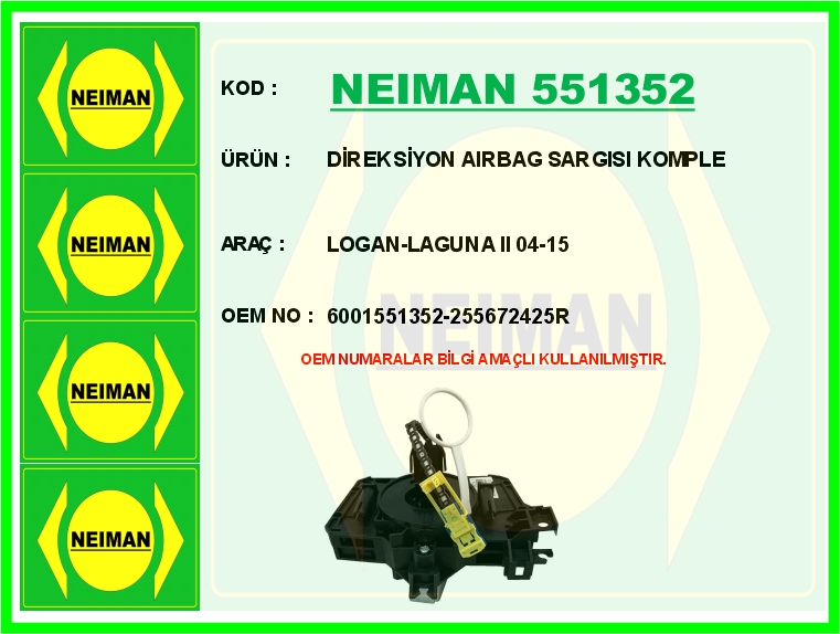 NEIMAN 551352 Direksiyon Airbag Sargisi Komple Logan-Laguna Ii 04-15