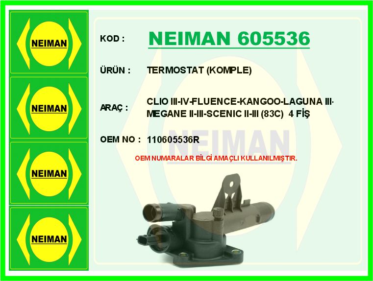 MAI-110605536R Termostat Ince Musurlu Clio Iii Laguna Iii Latitude Lodgy Kangoo Iii Megane Ii Megane Iii Scenic Iii Nissan Juke F15 Qashqai J10 Not