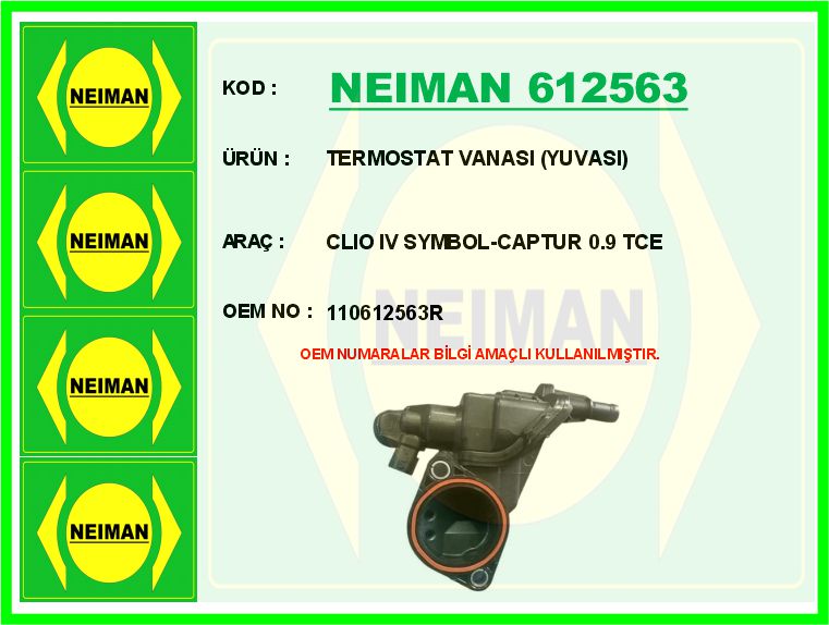NEIMAN 612563 Termostat Vanasi Yuvasi Clio Iv Symbol-Captur 0.9 Tce