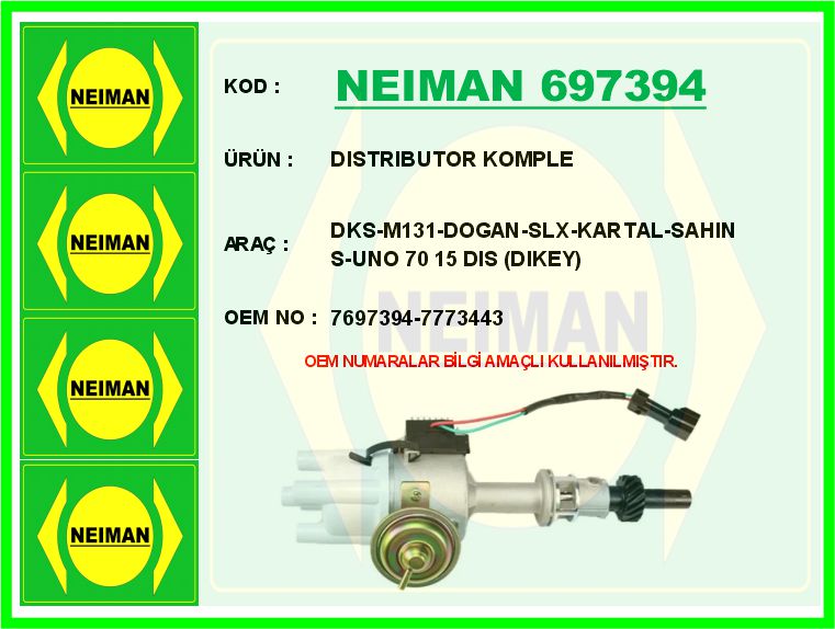 NEIMAN 697394 Distributor Komple Dks-M131-Dogan-Slx-Kartal-Sahin S-Uno 70 15 Dis Dikey