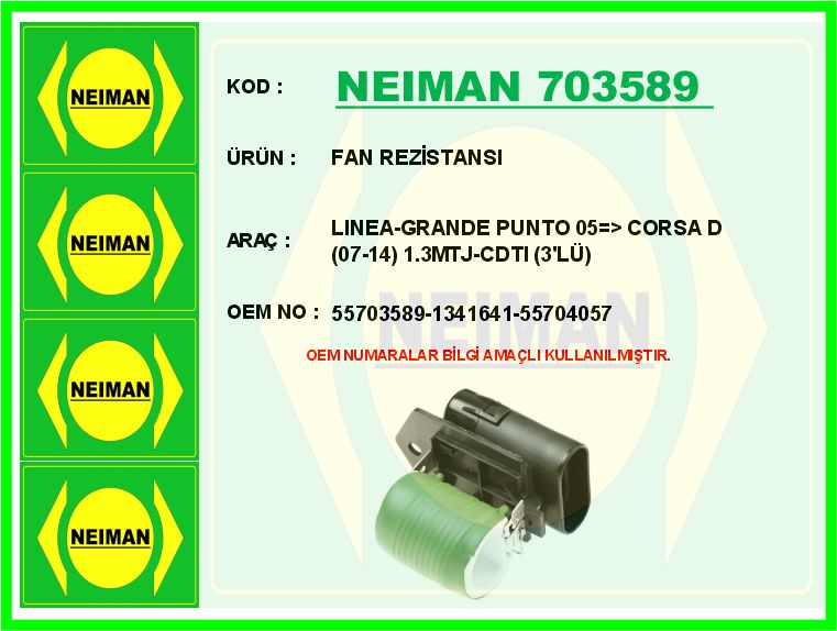 ZENON FI8739 Fan Rezistansi F.Fiorino-Grande Punto-Corsa D-Adam 2002-