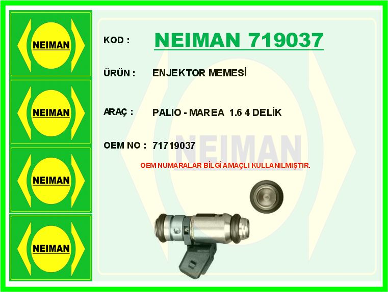 NEIMAN 719037 Enjektor Memesi Palio - Marea 1.6 4 Delik