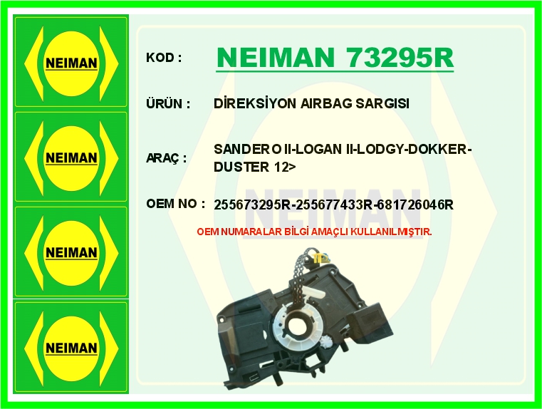 NEIMAN 73295R Direksiyon Airbag Sargisi Sandero Ii-Logan Ii-Lodgy-Dokker-Duster 12>