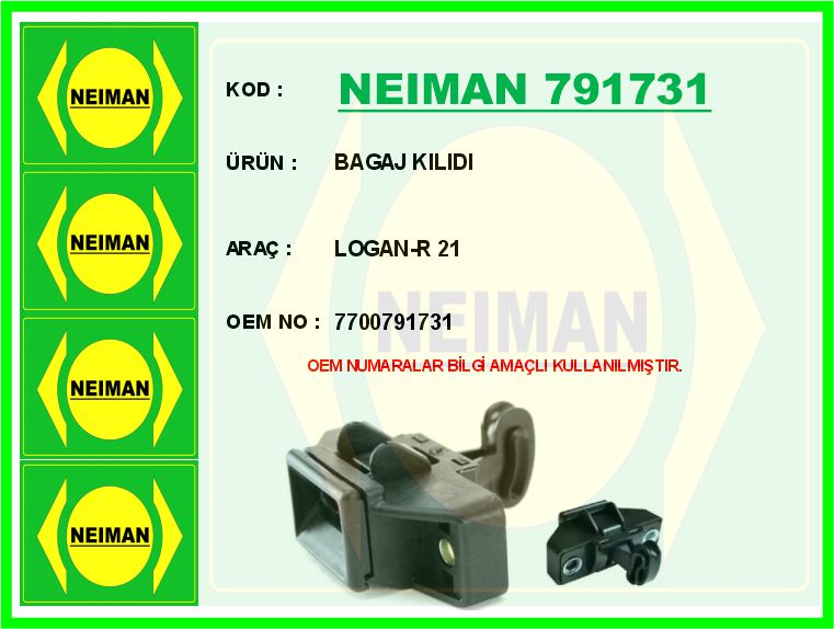 NEIMAN 791731 Bagaj Kilidi Logan-R 21
