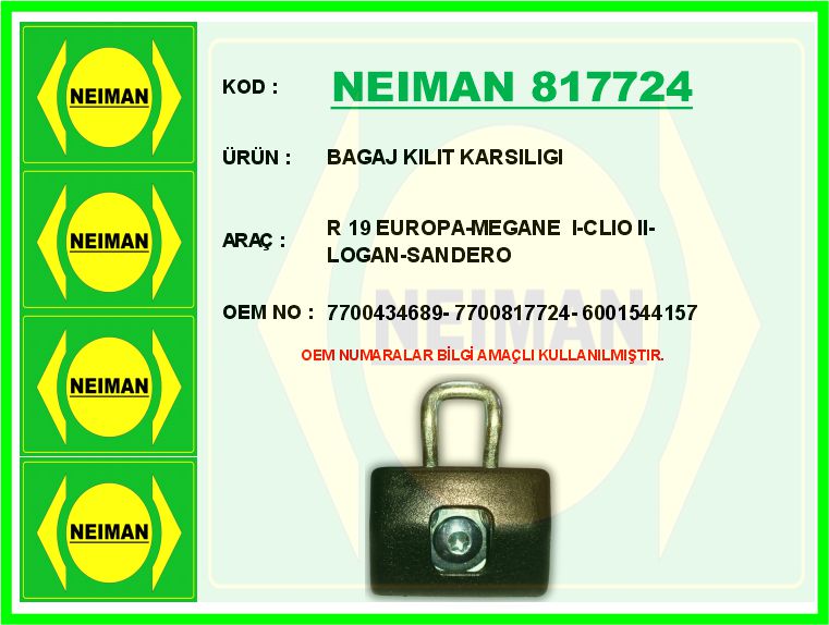 Renault Clio Ii Bagaj Kilit Karşiliği 7700434689