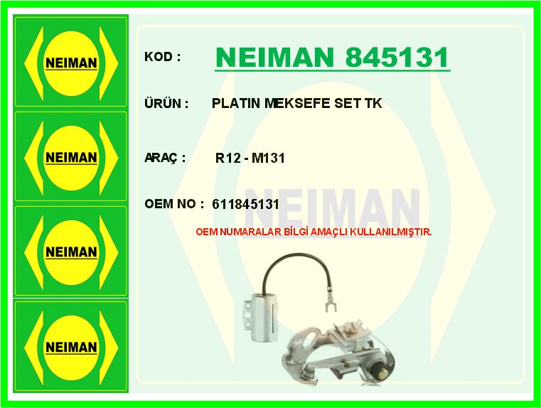 NEIMAN 845131 Platin Meksefe Set Tk R12 - M131