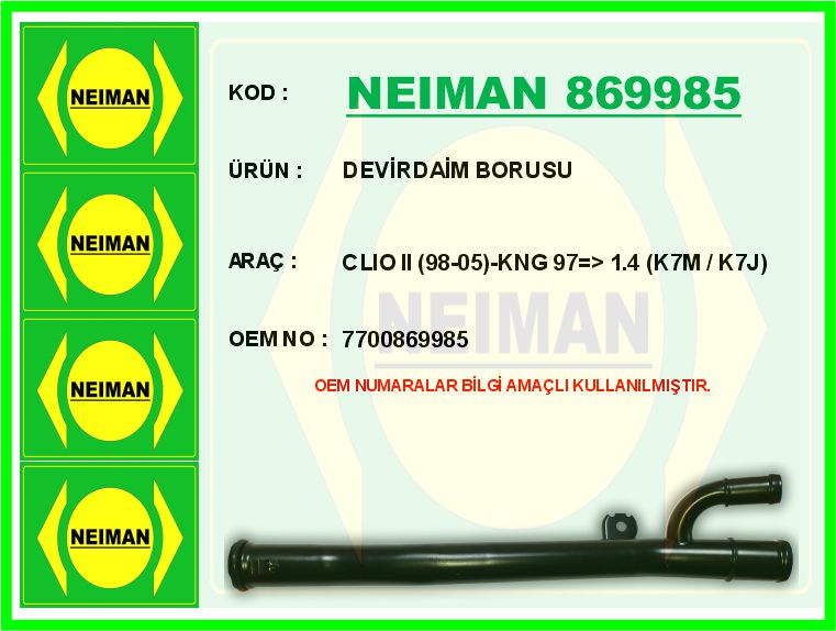 AYH-A1702 Sogutma Borusu - (Renault  Kangoo)