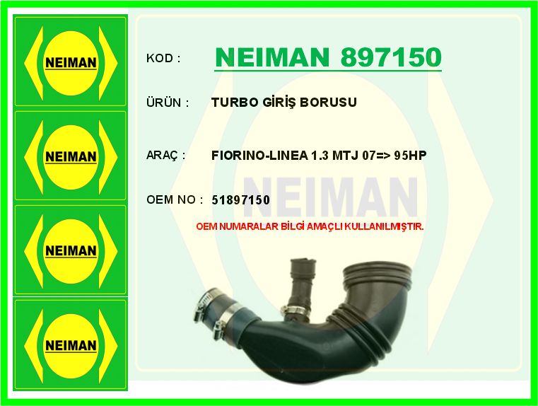 UCA-35795 Hortum Turbo Giris ( Fiat Fiorino 1.3 Jtd Linea 1.3 Jtd )