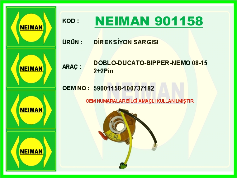 NEIMAN 901158 Direksiyon Sargisi Doblo-Ducato-Bipper-Nemo 08-15 2 2pin