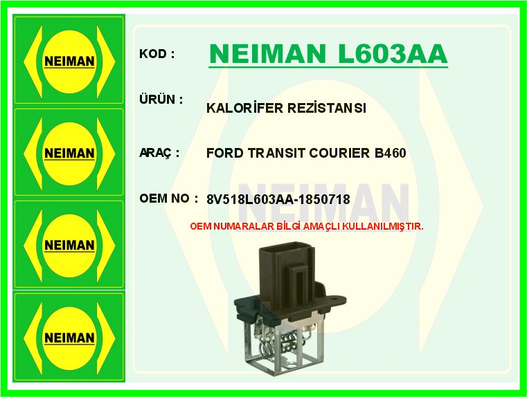 HELLUX HLR.100164 Kalorifer Rezistansi Ford Transit Courier B460 14> B-Max 12> Fiesta 08>17 Ecosport 13>