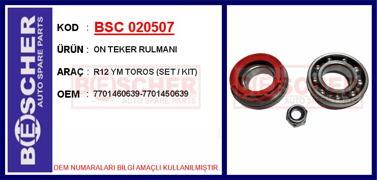 ORS.620507SET Ön Aks İç Diş Rulman Renault R12 Ym Snr 10 N 6207    28 620507 Set