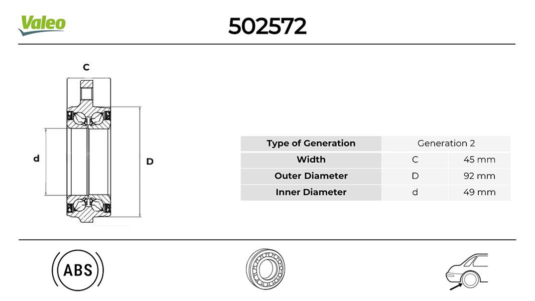 VALEO 502572 Teker Rulmani Arka Bmw F07 F10 F11 F18 F06 F12 F13 F01 F02 F04