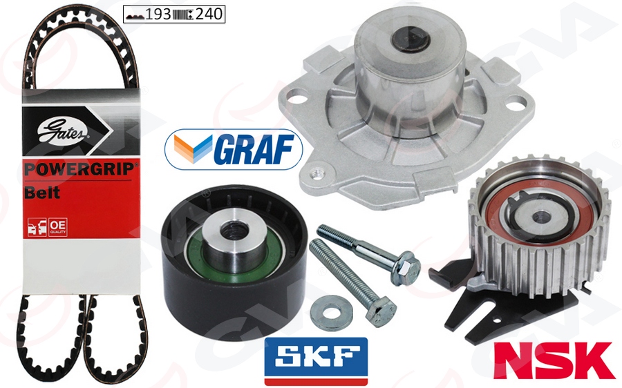 GVA 59WPK2914G Devirdaimli Eksantrik Gergi Kiti 193x240 Doblo 01 Brava-Bravo- 96-01 -Palio 00- Marea 96- 1.9td