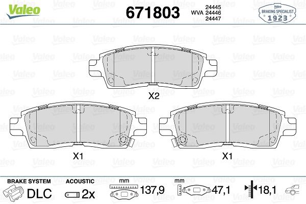 VALEO 671803 Disk Fren Balatasi Arka Chevrolet Trailblazer 4.2 Awd 09-01-09-08 Isuzu Ascender 4.2-5.3 Awd 03.03 > Saab 9-7x 4.2-5.3 06-04-07-12