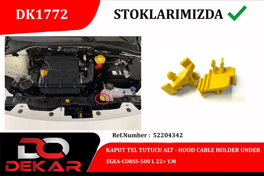 DEK-1772 Motor Kaput Cubuk Klipsi (Fiat Egea 500l 22-)