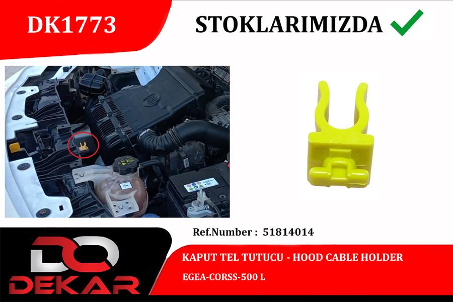 DEKAR DK1773 Motor Kaput Cubuk Klipsi Fiat Egea 15>