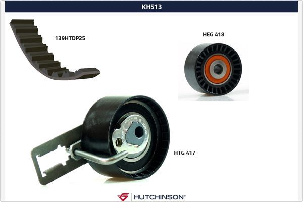 HUTCHINSON KH513 Eksantrik Gergi Kiti Euro5 139 Diş P107-206-207-307-Bipper-C2-C3-Nemo-Xsara 1.4hdi Fiesta V-Fusion 1.4tdci 02-