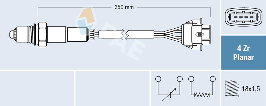 FAE 77208 Oksijen Sensörü Ön Opel Astra G-H Corsa C-D Combo C-D Meriva A-Vectra C-Zafira 1.0-1.2-1.4 Xep-Xel 2 .0 Ler 3.2 Z32ze