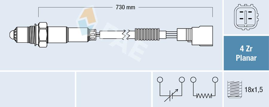 FAE 77423 Oksijen Sensörü Toyota Yaris 1.0l 1kr-Fe Ksp90 06-11 Alt