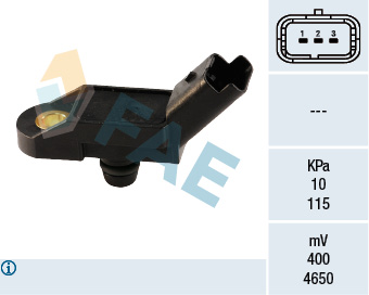 FAE 15011 Basinç Map Sensörü P106-P206-P307-P406-P407-P607-C4-C5-C8-Xsara-Saxo 1.8-2.0-3.0 Ew7-Ew10-Es9