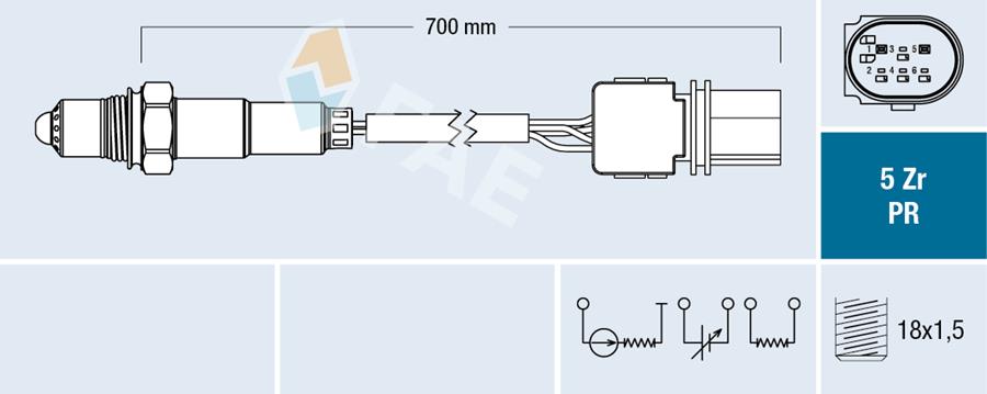 FAE 75058 Oksijen Sensörü Ön Peugeot P207 06>13 P308 07>14 Citroen C4 08>13 Ds3 11>15 1.6 16v Ep6dts Mini R5 6-R57-R58