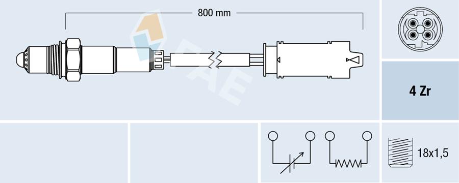 FAE 77237 Oksijen Sensoru Kat. Sonrasi Bmw M43 M44 M52 M54 M62 M73 E36 E46 E38 E53