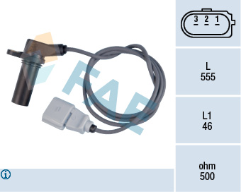 ZCKS1130 Krank Devir Sensoru Kablolu 530 Mm Volkswagen Sharan 1.9 Tdi 2002-2010 / Seat Alhambra 1.9 Tdi Asz 2002-2008 / Skoda Fabia I 1.9 Tdi Rs Blt, Asz 2003-2008