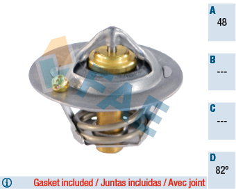 FAE 5323282 Termostat 82 C Tek Ford Fiesta-Focus-Mondeo 95> 1.25-1.4-1.6 Benzinli