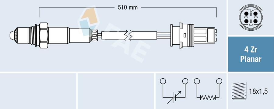 FAE 77408 Oksijen Sensoru Kat. Sonrasi Bmw N52 N53 E60 E61 E63 E64 E65 E66
