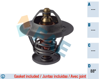 FAE 5301488 Termostat 88 C Ford Peugeot Transit V-184 V-347 Jumper Iii Boxer Iii Ducato Iii 01> 2.2-2.4 Td Ci / Toyota Hilux 2.4l L Ln56 Ln65 83-91 / 2.4l 2l-T Ln105 4x4 93-04 / 2.4l 2l-T Ln85 Ln145 90-04 /