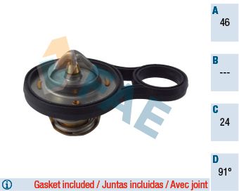 ZTH1326 Termostat Tek 91 C Mini Cooper (R50, R53) 2001-2006 / (R52) 2004-2008