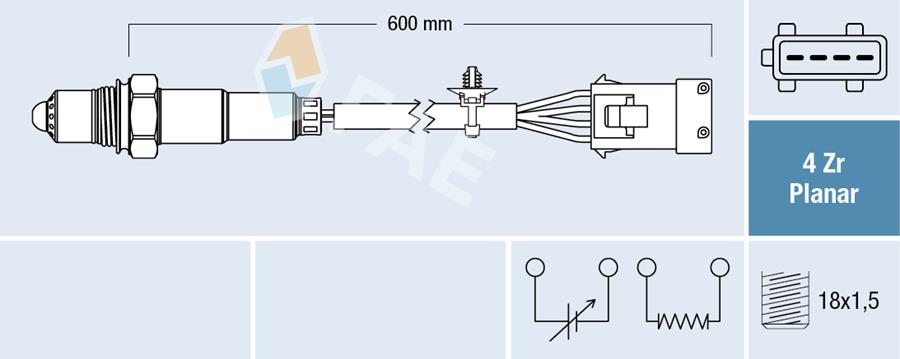FAE 77494 Oksijen Sensörü Ön P207-P208-P308-P508-P3008-P5008-Rcz-C4-C5-Ds3-Ds4-Ds5 1.6 Thp Ep6 4 Kutup