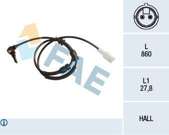 FAE 78256 Abs Devir Sensörü Ön Sol Peugeot P807 09> Citroen C8 07> 860mm