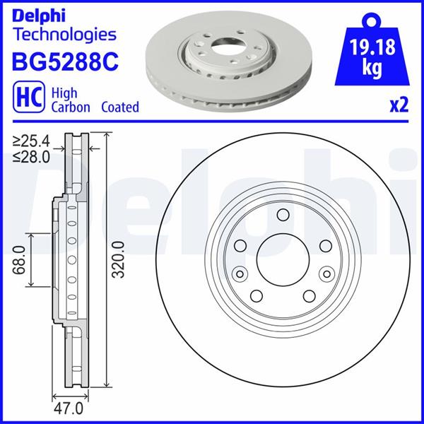 DELPHI BG5288C Fren Diski Ön Renault Austral 23>