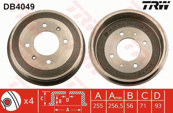 TRW DB4049 Fren Kampanasi Arka Aks Peugeot 504-504 A- M -505 551a -505 Break 551d Talbot Tagora -